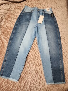 Celebrity Pink Two-Tone Blue Barrel Jeans